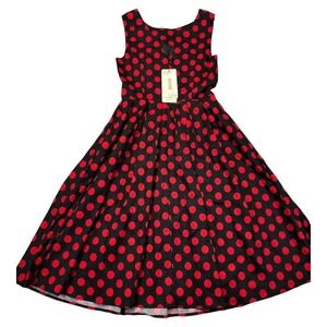 Luouse Women's Small Red/Black Pin-Up Polka‎ Dot Sundress – Sleeveless RARE